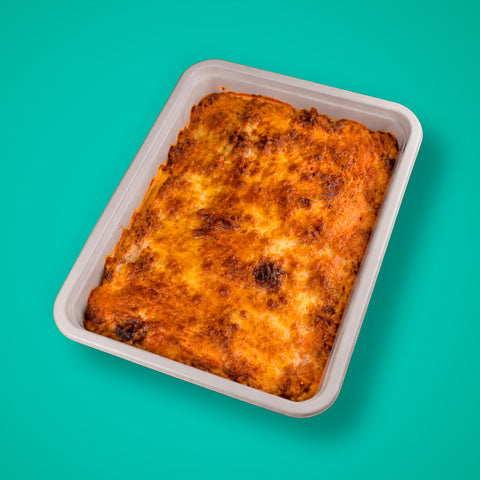 Lasanha de carne de novilho e cogumelo portobello